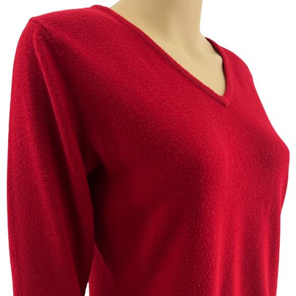 Norton McNaughton (L) Petite VINTAGE 80s Red Knit Long Sleeve Pullover Sweater - Picture 2 of 5